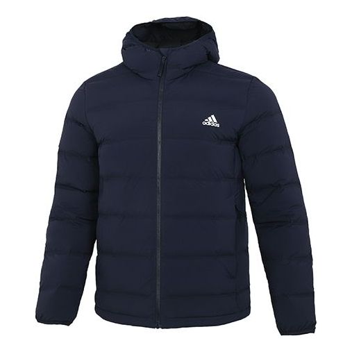 adidas Helionic S H J Outdoor Sports hooded down Jacket Dark Blue FT2519