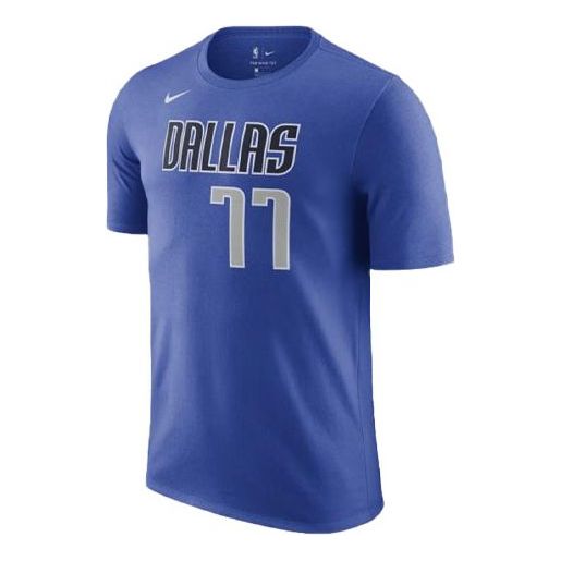Men's Nike Dallas Mavericks Doncic No. 77 Casual Sports Breathable Round Neck Short Sleeve Blue T-Shirt CV8515-482