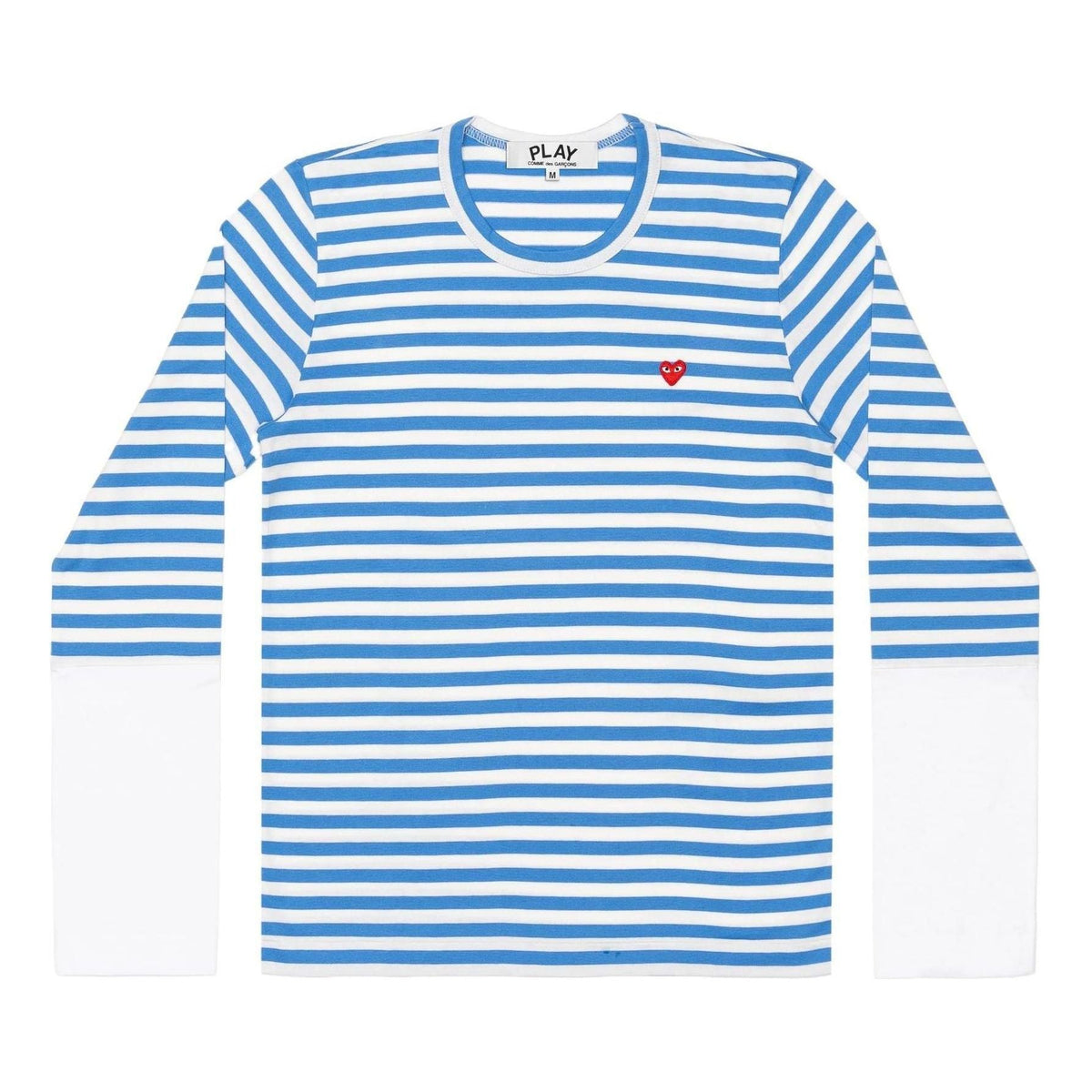 COMME des GARCONS PLAY L/S Bi-Colour Stripe White Sleeve T-Shirt 'Blue White' AZ-T320-051-1