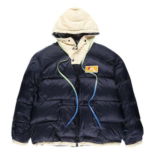 Off-White FW19 Scaffolding Zipped Puffer Arrow Jacket Men Blue OMED019F19E150253201
