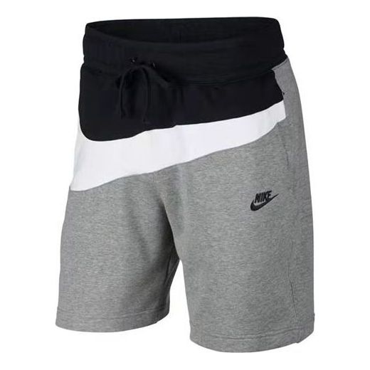 NikeSak As M Nsw Hbr Colorblock Large Logo Splicing Elastic Waistband Sports Shorts Gray AR3162-091