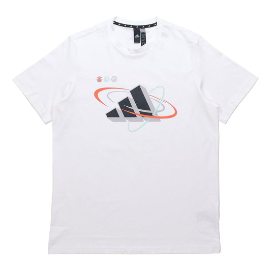 adidas Ub Gfx T Bos Logo Printing Sports Round Neck Short Sleeve White GP0857