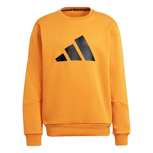 Men's adidas Fi Wtr Crew Large Logo Printing Sports Round Neck Pullover Orange H46508