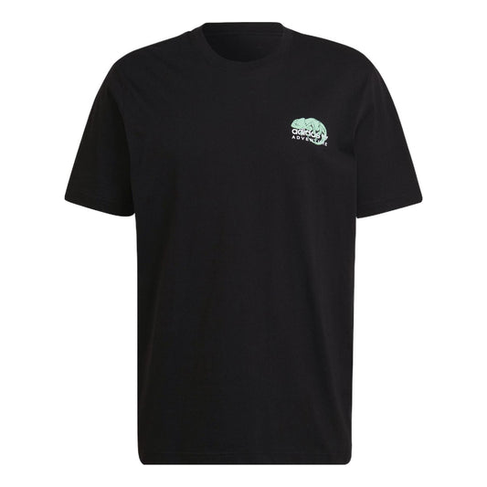 adidas originals Pckalot Tee Retro Printing Sports Round Neck Short Sleeve Black HF4762