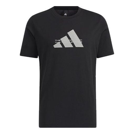 adidas Alphabet Logo Printing Sports Short Sleeve Black HE9937