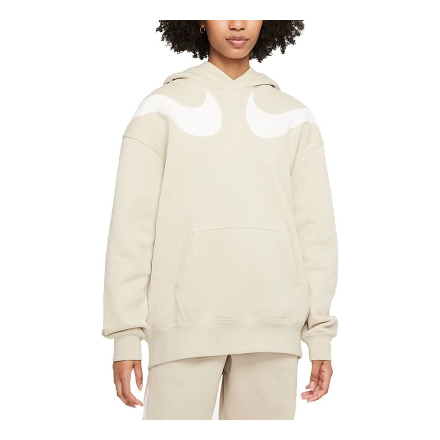 (WMNS) Nike As W Nsw Swsh Flc Gx Hoodie Casual Sports Knit Pullover Fleece Creamy White DD5581-206