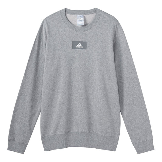 Men's adidas Round Neck Training Sports Knit Casual Gray HE4351