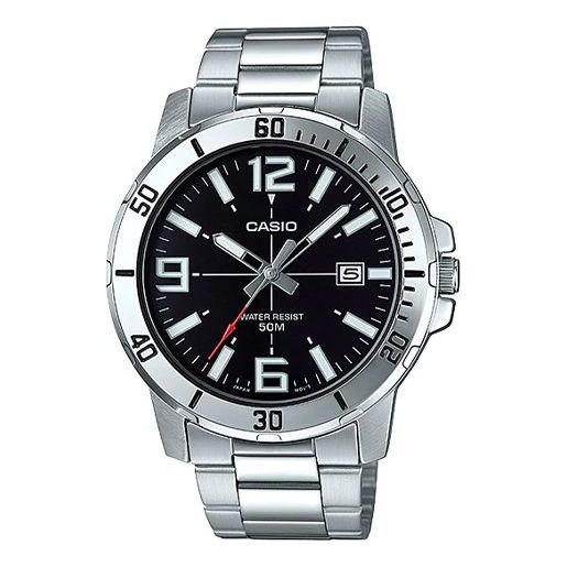 CASIO Stainless Steel Strap Mens SilverBlack Analog MTP-VD01D-1BV