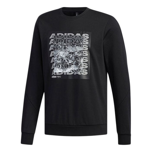 adidas neo Csgrswtshrt Sports Round Neck Knit Pullover Long Sleeves Black EI4509