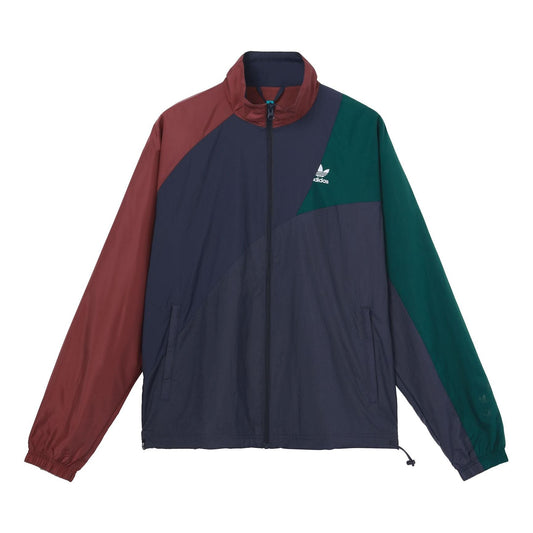 Men's adidas originals Brand Logo Colorblock Sports Jacket Autumn Navy Blue HC4499