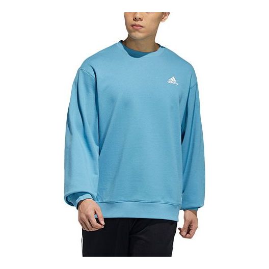 adidas Logo Sweat Solid Color Sports Round Neck Pullover Couple Style Blue H37069