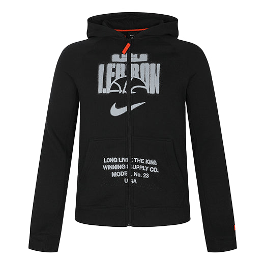 (GS) Nike Breathable Athleisure Casual Sports Hooded Long Sleeves Zipper Jacket Boy Girls Black BV4391-010