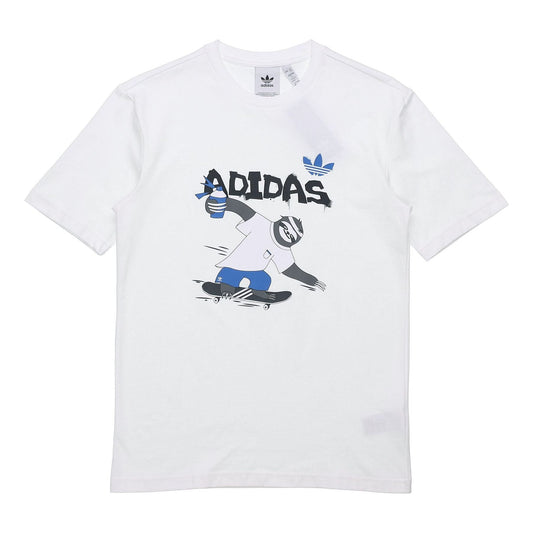 adidas originals Cartoon Printing Round Neck Short Sleeve White HB2740