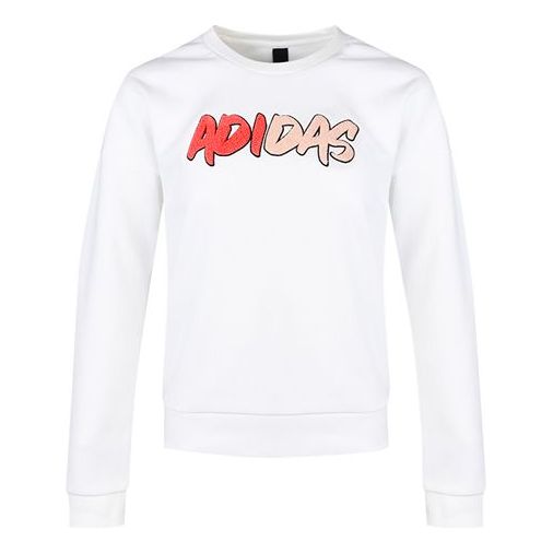 (WMNS) adidas Athleisure Casual Sports Round Neck Pullover White Hoodie GF0167