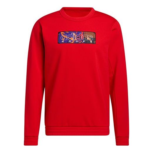 adidas Mic Gfx Crew New Year's Edition Basketball Sports Fleece Lined Round Neck Pullover Red GQ2834