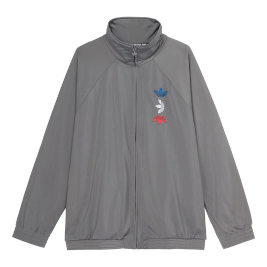 adidas originals Logo Metallic Sports Jacket Gray FS7322