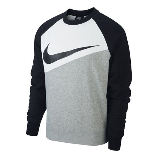Nike Chest Large Logo Round Neck Colorblock Long Sleeves Pullover Black CV9152-063