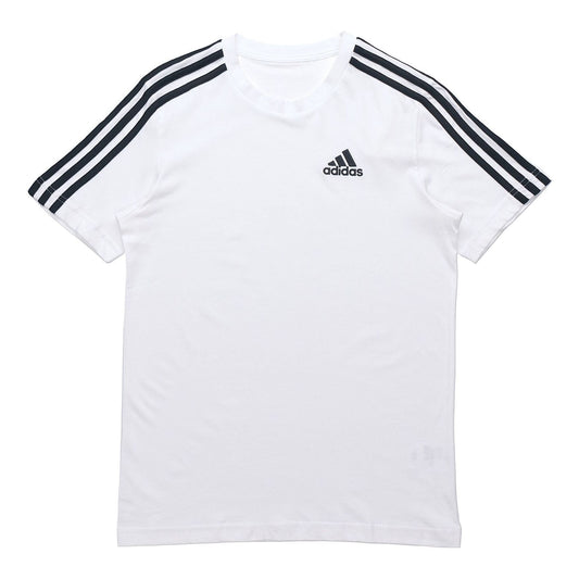 adidas M 3s Sj T Sports Training Stripe Round Neck Short Sleeve White GL3733
