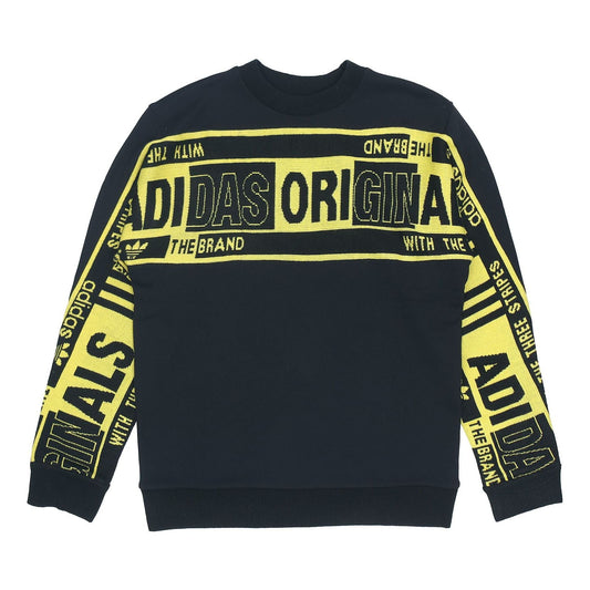 adidas originals Real Scarf Crew Casual Sports Round Neck Pullover Black ED9357