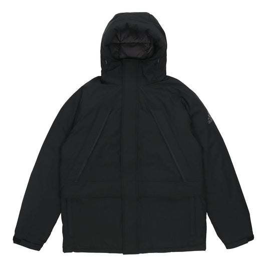 adidas Stay Warm Outdoor Sports Zipper hooded down Jacket Black GK0667