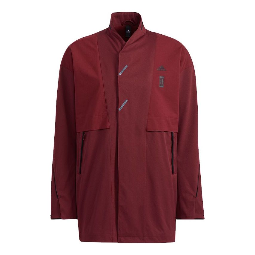 Men's adidas Wj Xia Long Jkt Martial Arts Series Logo Mid-Length Stand Collar Sports Jacket Brick Red HE5122
