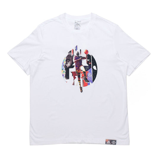 adidas Hdn Abstract T Basketball Sports Printing Loose Short Sleeve White GH6717