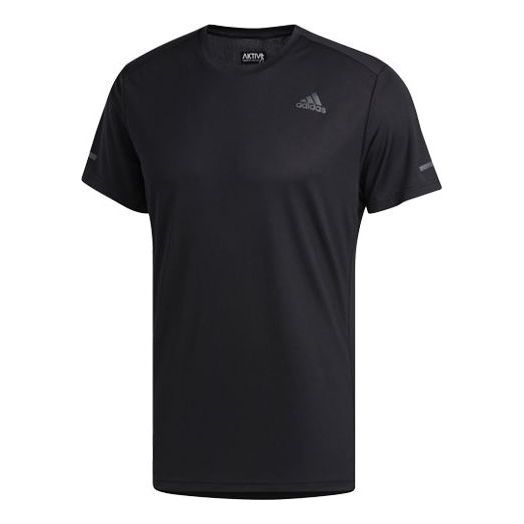 adidas Run It Tee M Logo Training Sports Short Sleeve Black FL6972