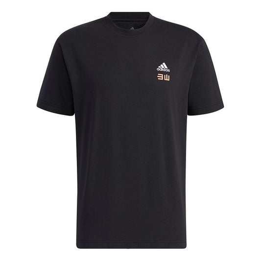 adidas Iseem Gfx Tee Outdoor Sports Printing Round Neck Short Sleeve Couple Style Black GN7336