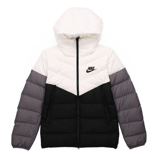 Nike Sportswear NSW Down Fill Colorblock Casual Sports Hooded Jacket Down Jacket Black White CU0226-100