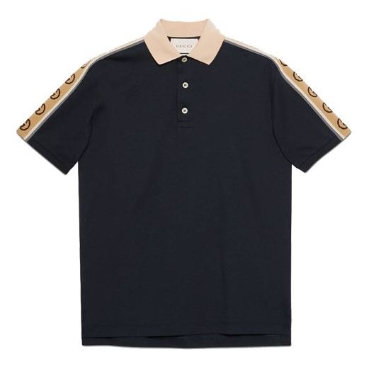 Gucci Interlock Double G Stripe Polo Shirt Navy Blue 598949-XJB0Q-4685