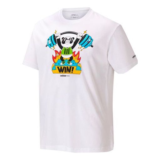 adidas neo Printing Loose Sports Knit Short Sleeve White HC3828