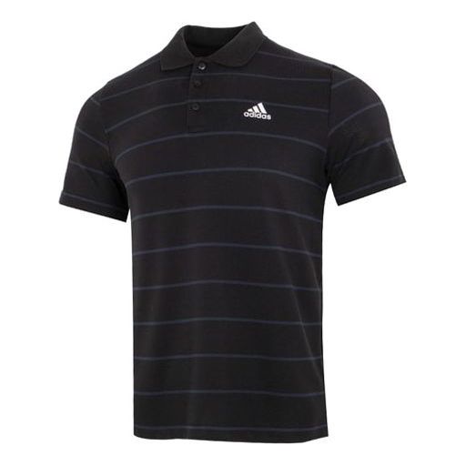 adidas Fi Stripe Polo Athleisure Casual Sports Short Sleeve Polo Shirt Black HE7433