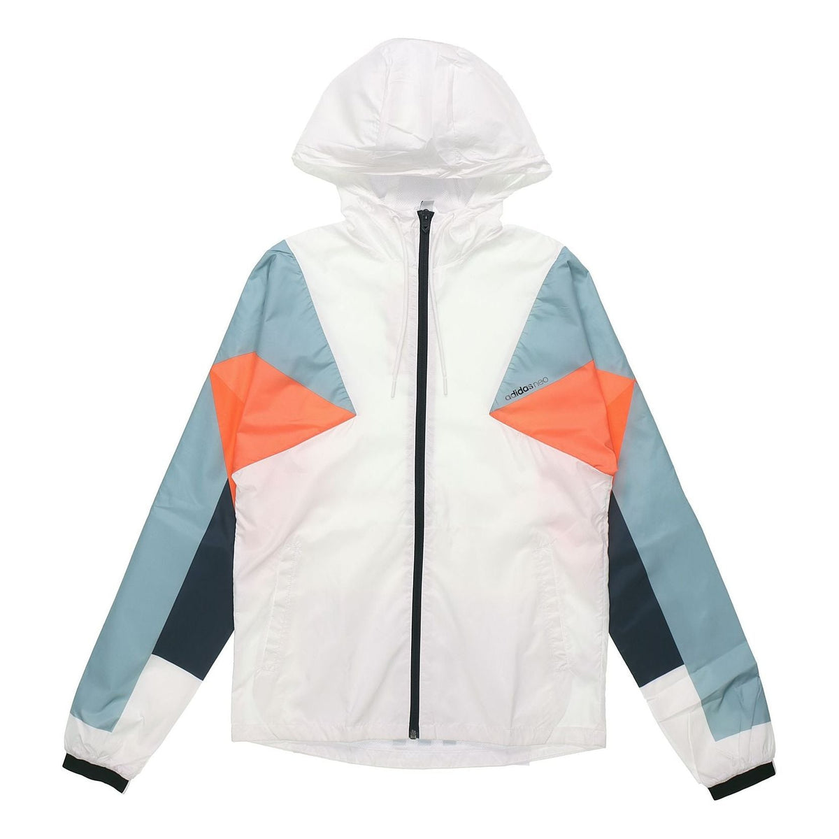 adidas neo hooded Zipper Windproof Jacket White / Blue DW8109