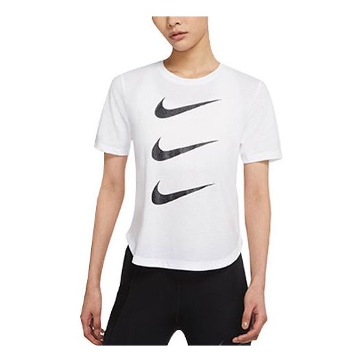 (WMNS) Nike Run Division Three Hook Reflective Logo Running T-Shirt White DC4324-100