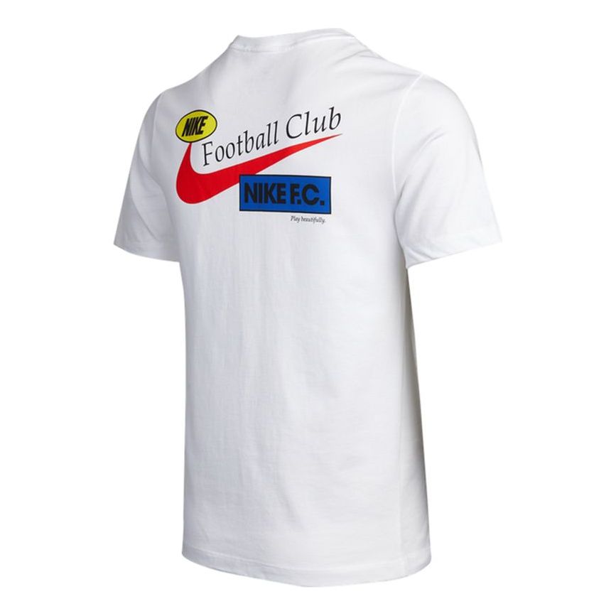 Nike Fc Tee Seasonal Grph H Back Large Logo Printing Sports Round Neck Short Sleeve White DH3703-100