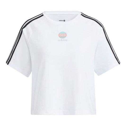 (WMNS) adidas Neo Contrast Stripe Sports T-Shirt Asia Sizing 'White HF7284