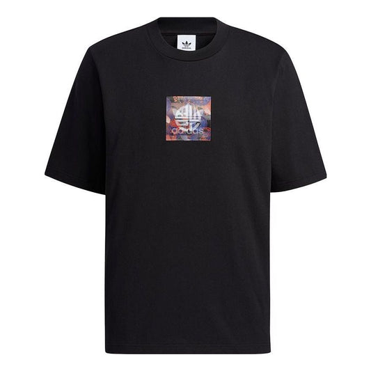 Men's adidas originals Printing Casual Sports Short Sleeve Black T-Shirt H09193