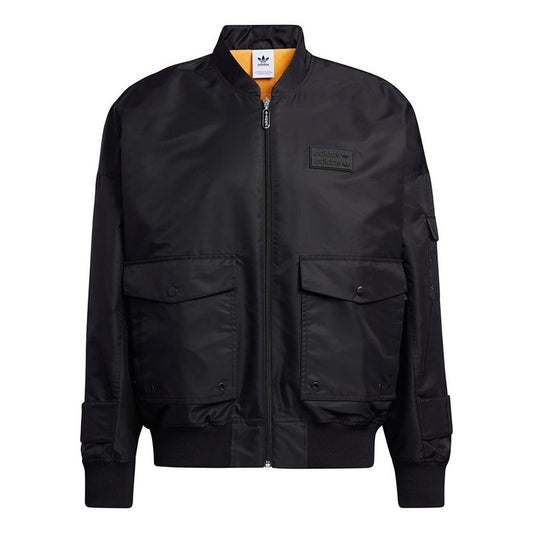 adidas originals Solid Color Multiple Pockets Casual Sports Jacket Black H07081