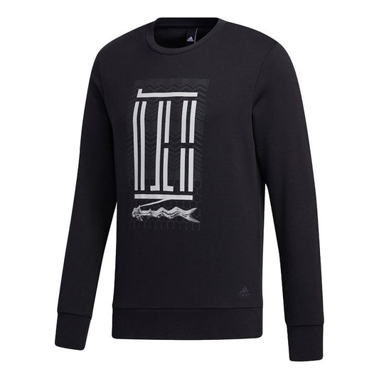adidas Wj Crew Logo Printing Pullover Round Neck Black GM4479