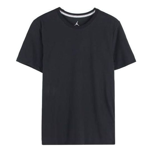 Men's Jordan Dri-Fit Solid Color Quick Dry Round Neck Casual Short Sleeve Black T-Shirt 743037-010