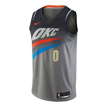 Nike NBA Oklahoma City Thunder Russell Westbrook City Swingman Jersey Gray 912134-040