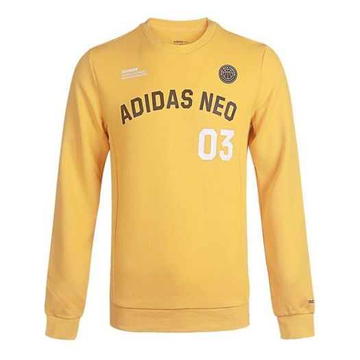 adidas neo M Cs Vrsty Sw Logo Printing Knit Sports Round Neck Pullover Yellow GJ8949