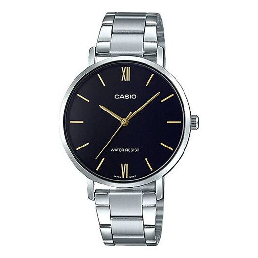 CASIO Waterproof Quartz Silver/Black Dial Black Analog LTP-VT01D-1B