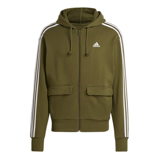 Men's adidas Alphabet Florets Funny Printing Sports Zipper Hooded Jacket Green HS3507