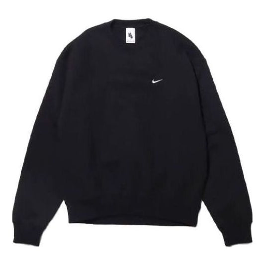 Nike Lab Fleece Crew Solid Color Stay Warm Sports Round Neck Pullover Black DA0318-010