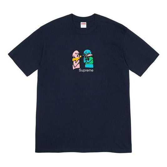 Supreme FW19 Week 17 Bite Tee Cartoon Graffiti Printing Short Sleeve Unisex Navy Blue SUP-FW19-10910