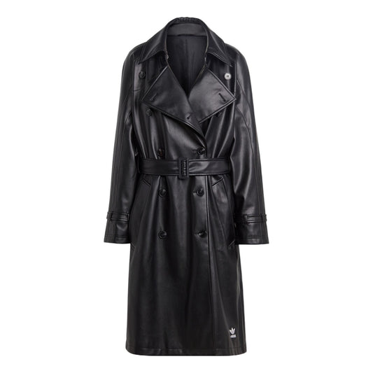 (WMNS) adidas Adicolor Trefoil Faux Leather Trench Coat 'Black' II6083