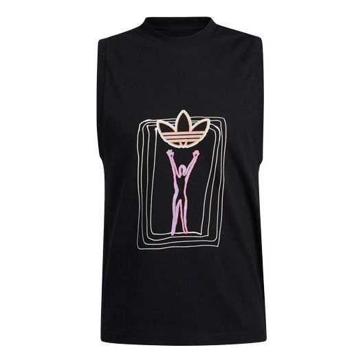adidas originals Ptide Series Love Unites Tan Fluorescence Printing Sports Vest Couple Style Black H43967