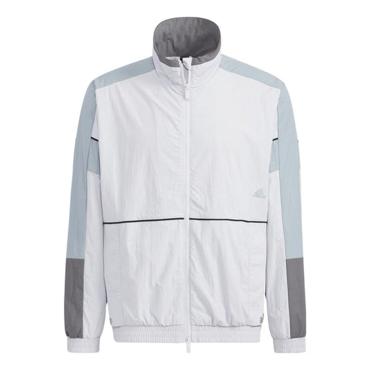 adidas Contrasting Colors Stand Collar Zipper Sports Jacket Gray HD0078