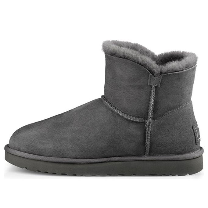 (WMNS) UGG Mini Bailey Button Bling Mid Tops Fleece Lined Gray 1016554-GREY